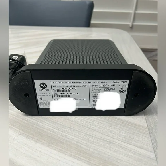 Motorola MT7711 24x8 Cable Modem plus AC1900 Dual Band WiFi Gigabit Router voice - Picture 5 of 5